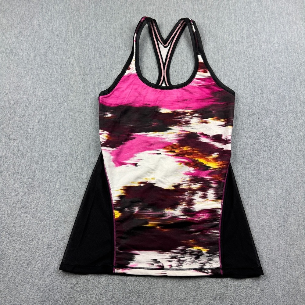 Lululemon Tank Top Womens 4 Black Cool Racerback Shine On Berry Rumble Mesh Gym